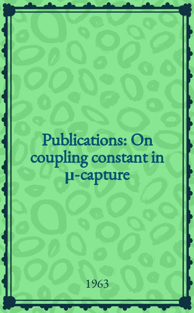 [Publications] : On coupling constant in μ-capture