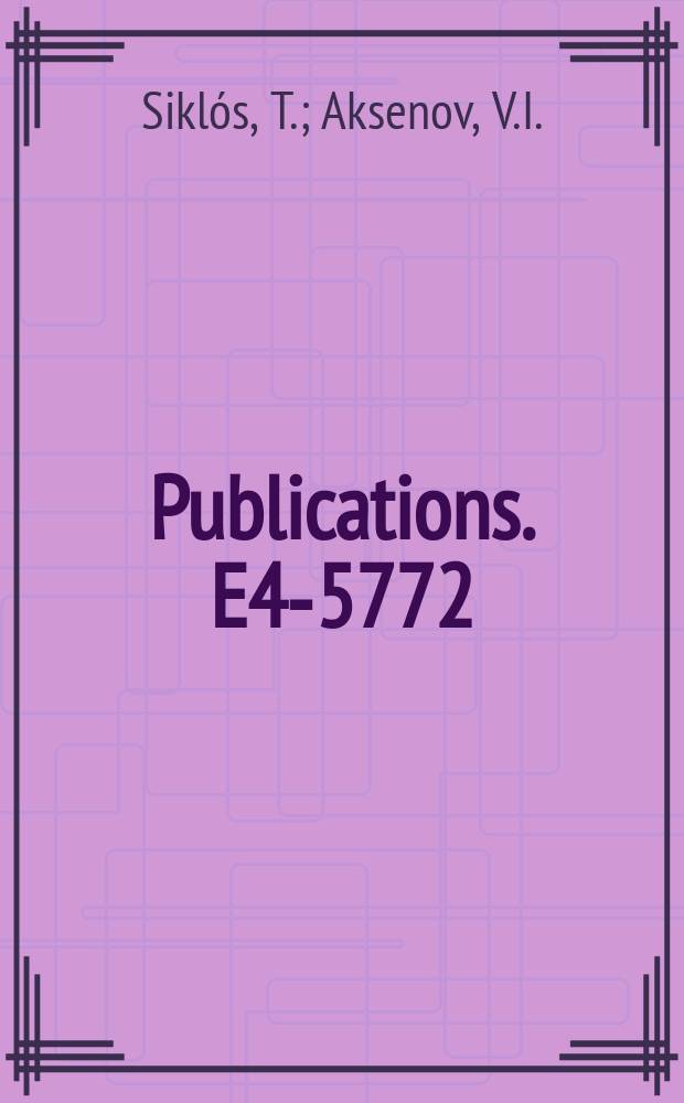 [Publications]. E4-5772 : Thermodynamics of strongly anharmonic crystals