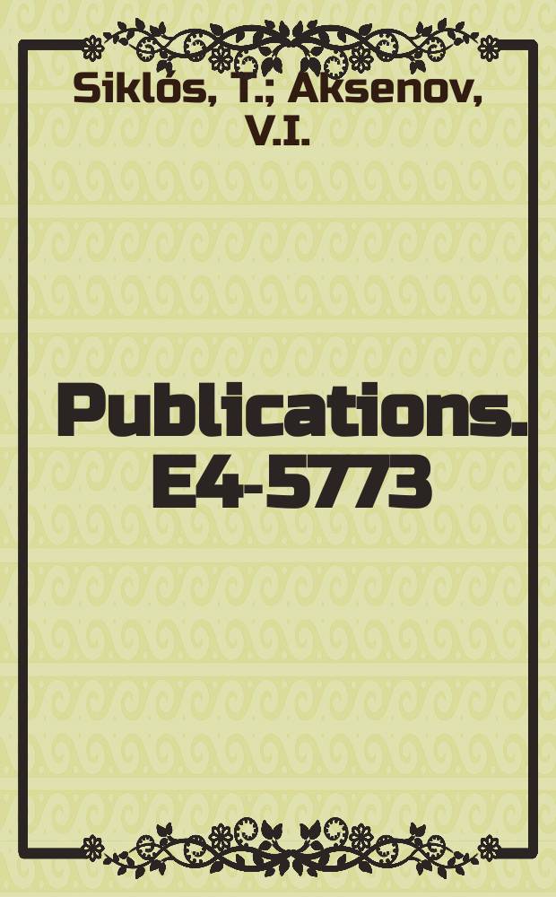 [Publications]. E4-5773 : Thermodynamics of strongly anharmonic crystals