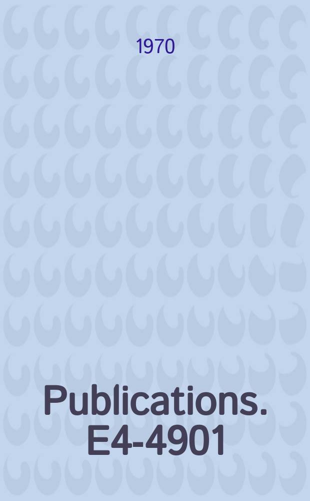 [Publications]. E4-4901 : Optical potential for scattering of high energy particles