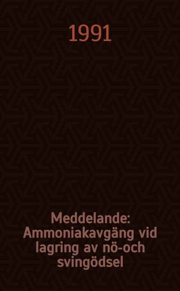 Meddelande : Ammoniakavgäng vid lagring av nöt- och svingödsel