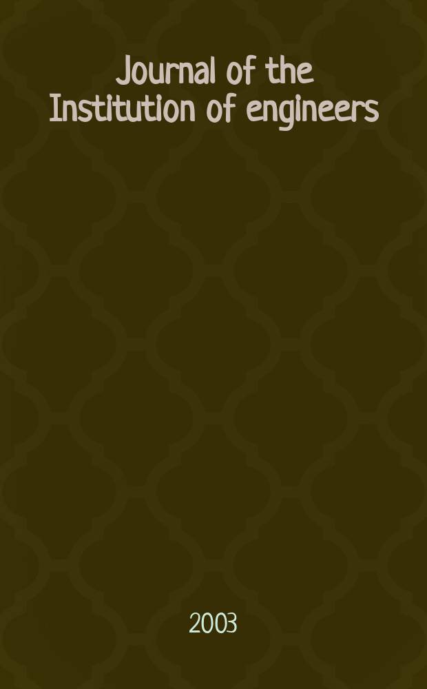 Journal of the Institution of engineers (India). Vol.84, №1