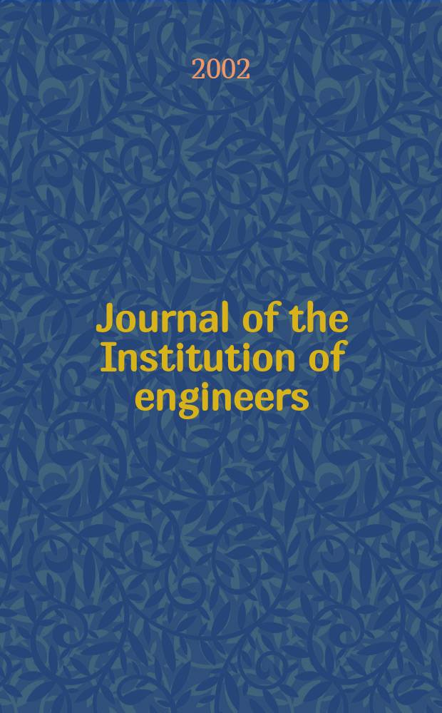 Journal of the Institution of engineers (India). Vol.83, November