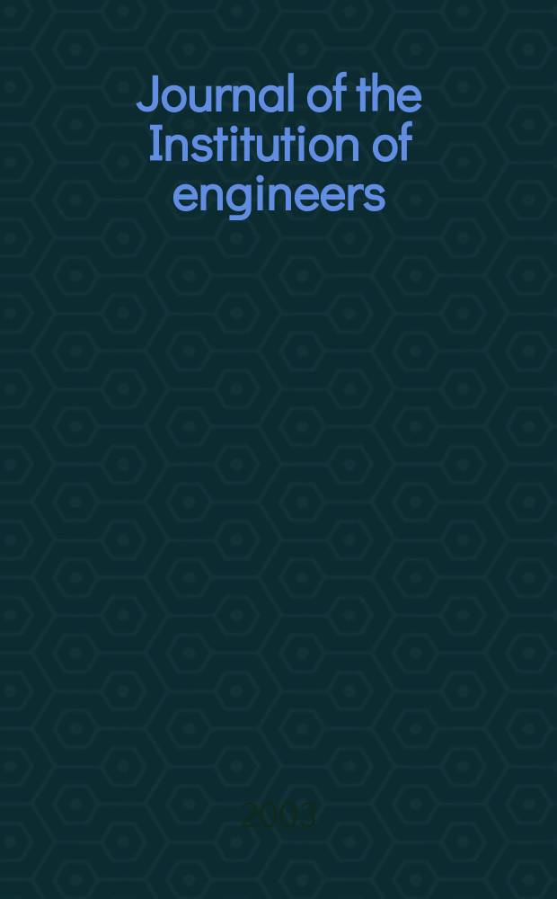 Journal of the Institution of engineers (India). Vol.84, May