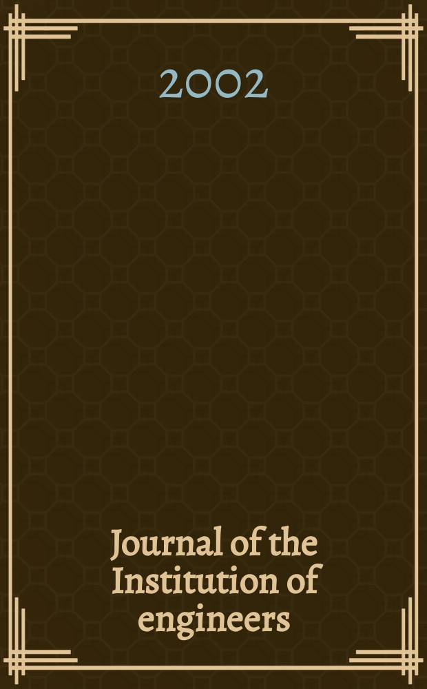Journal of the Institution of engineers (India). Vol.83, [№]1
