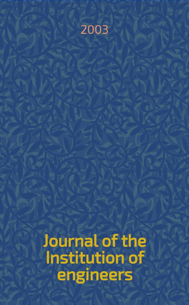 Journal of the Institution of engineers (India). Vol.83, [№]2