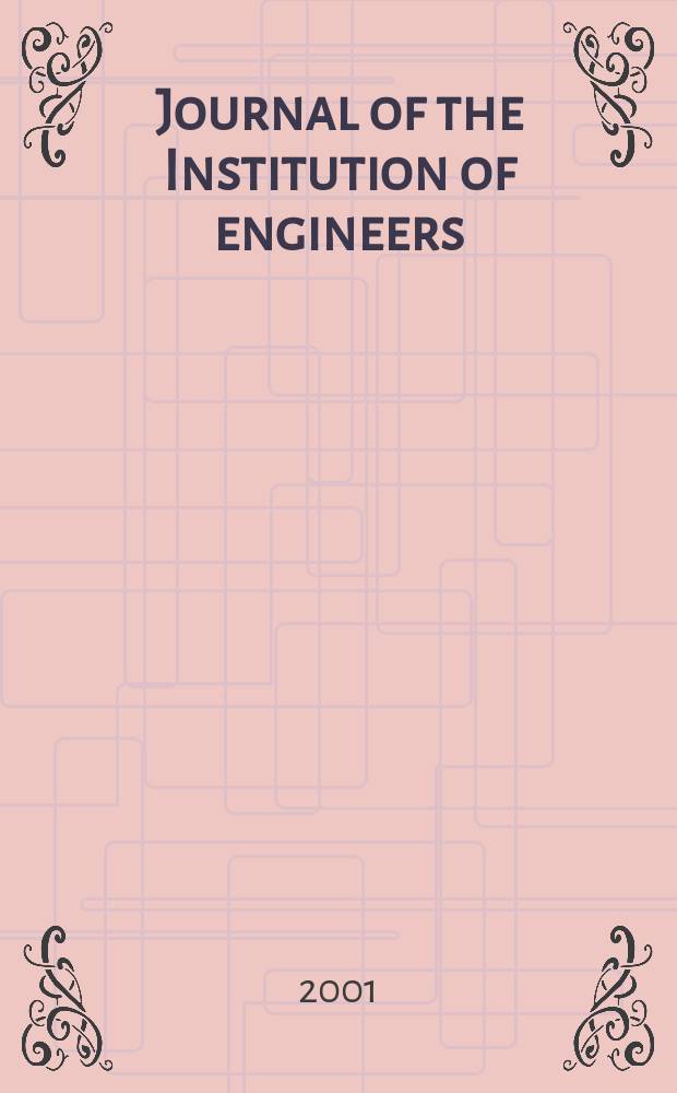 Journal of the Institution of engineers (India). Vol.82, №November