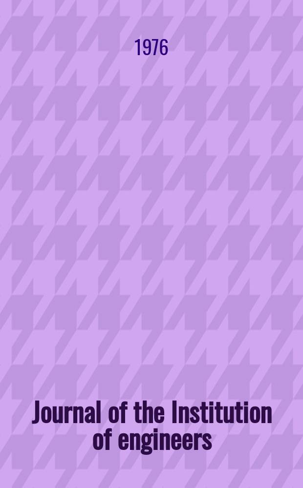 Journal of the Institution of engineers (India). Environmental engineering division