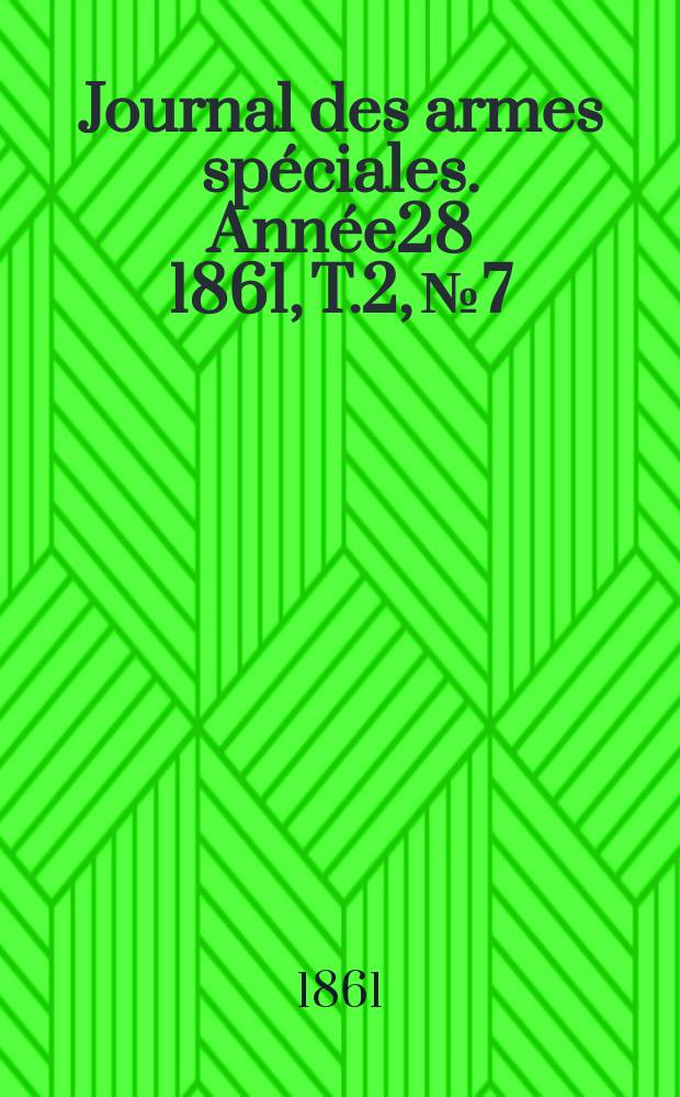 Journal des armes spéciales. Année28 1861, T.2, №7/8