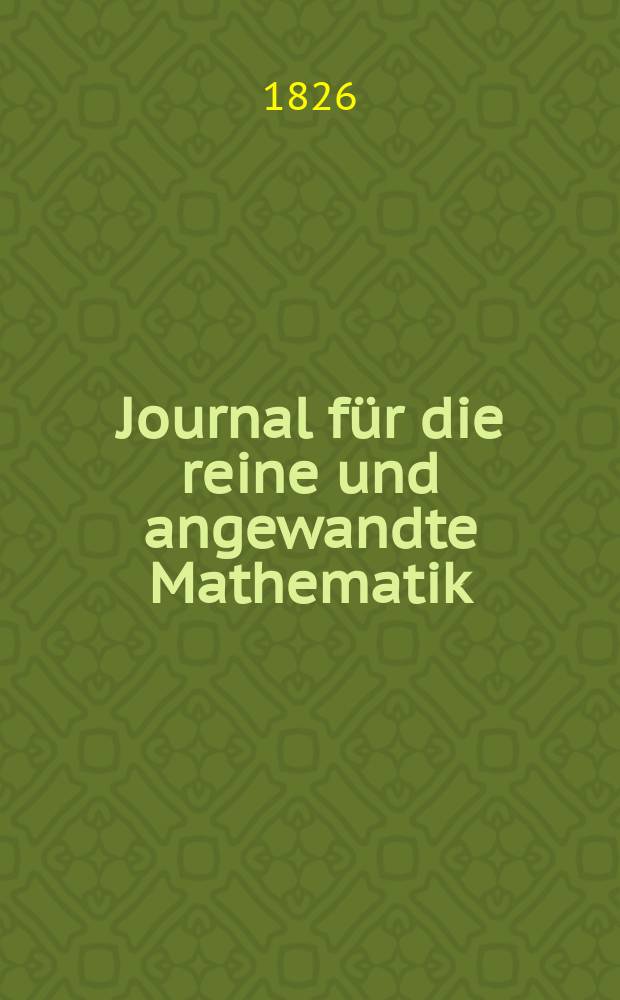 Journal f&uuml;r die reine und angewandte Mathematik