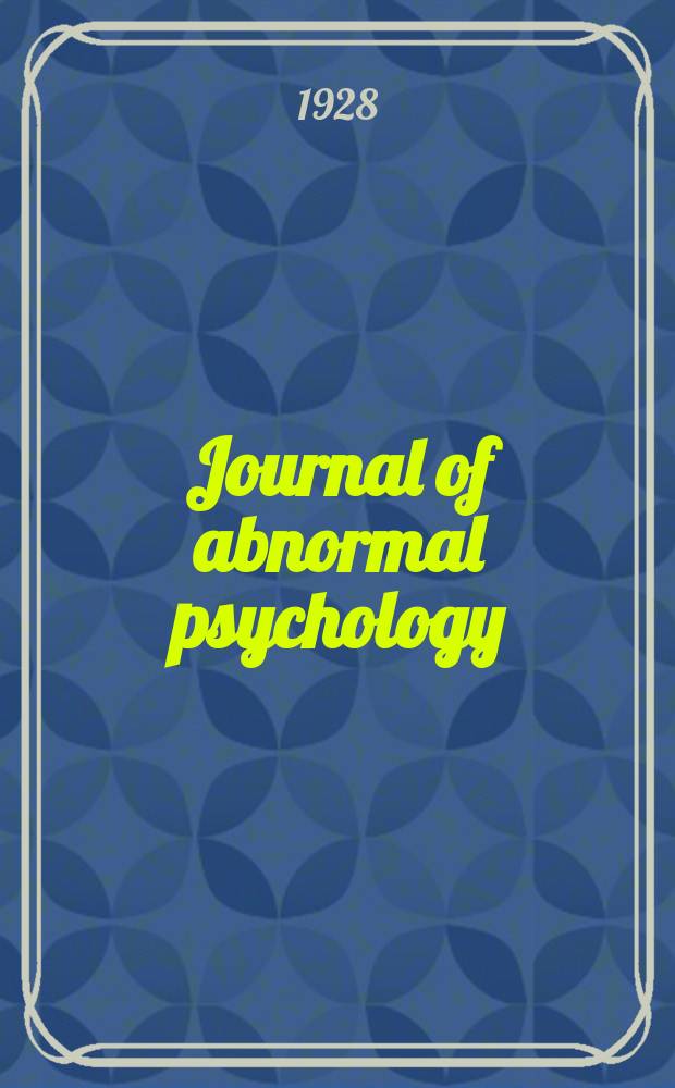 Journal of abnormal psychology : A publ. of the Amer. psychol. assoc