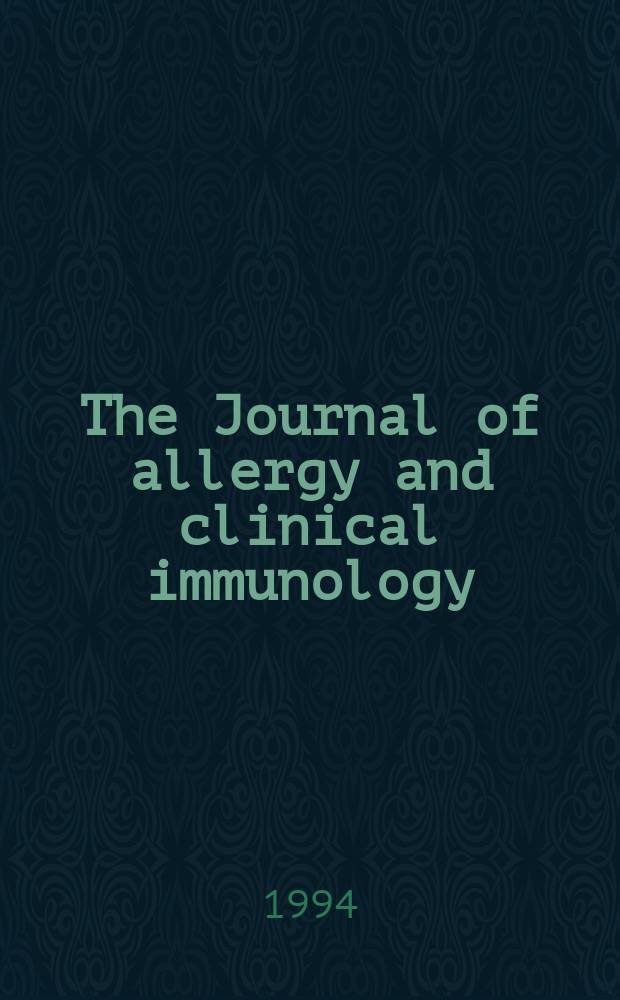 The Journal of allergy and clinical immunology : Including "Allergy abstracts" Offic. organ of Amer. acad. of allergy. Vol.94, №2, pt.2 : Building - and home - related complaints and illnesses