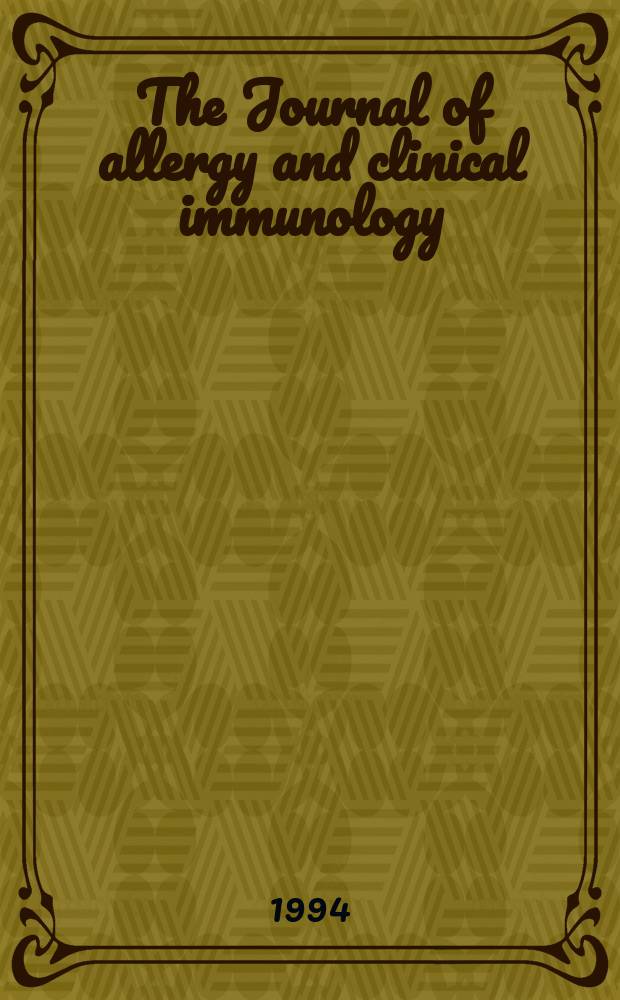 The Journal of allergy and clinical immunology : Including "Allergy abstracts" Offic. organ of Amer. acad. of allergy. Vol.94, №3, pt.2 : New trends in immunopharmacology 1993