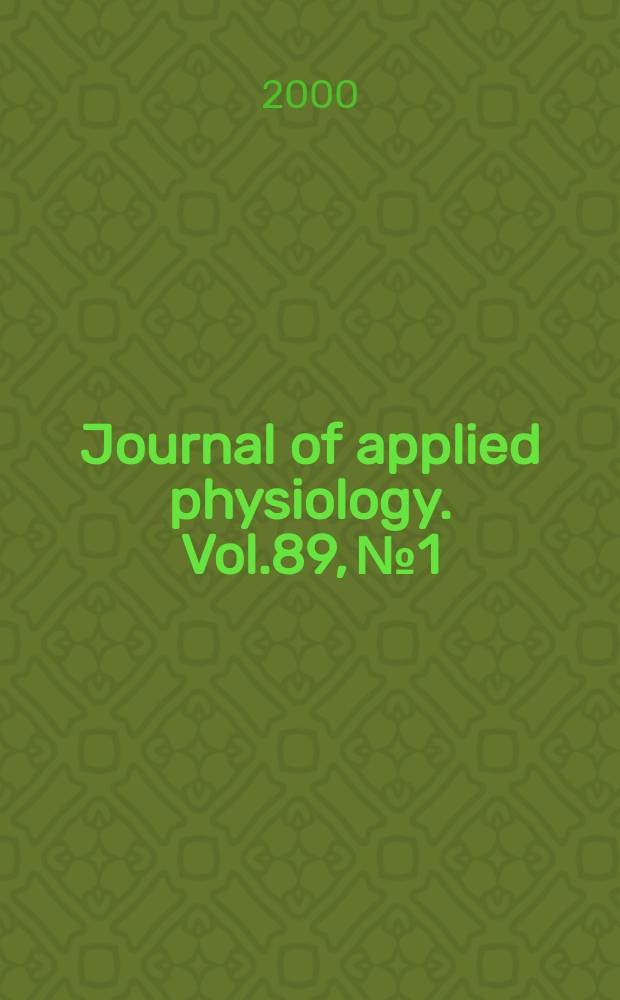 Journal of applied physiology. Vol.89, №1