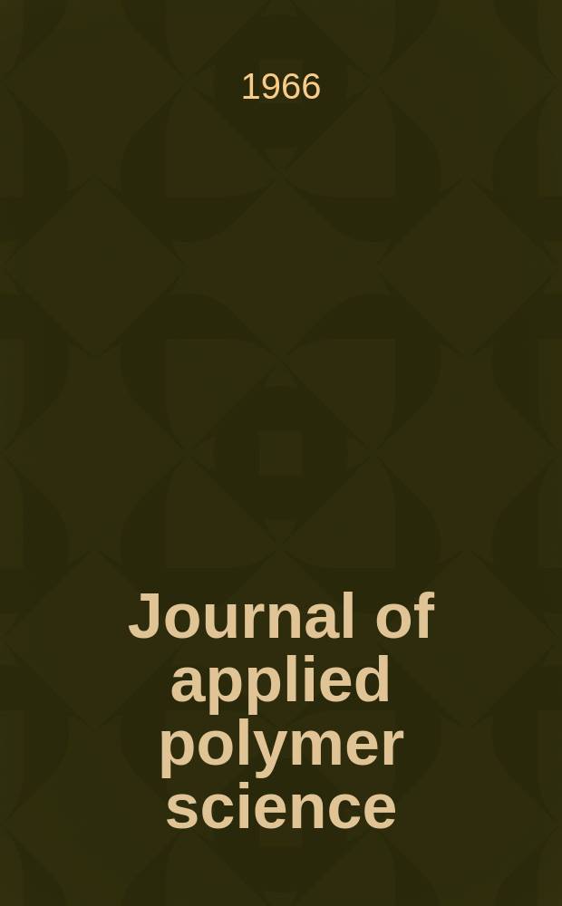 Journal of applied polymer science : Applied polymer symposia. №3 : Structural adhesives bonding