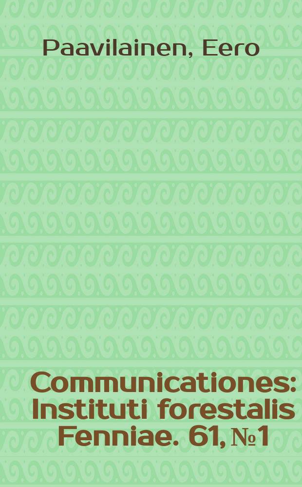 Communicationes : Instituti forestalis Fenniae. 61, №1 : Maan vesitalouden järjesteyn vaikutuksesta rämemännikön juurisubteisiin