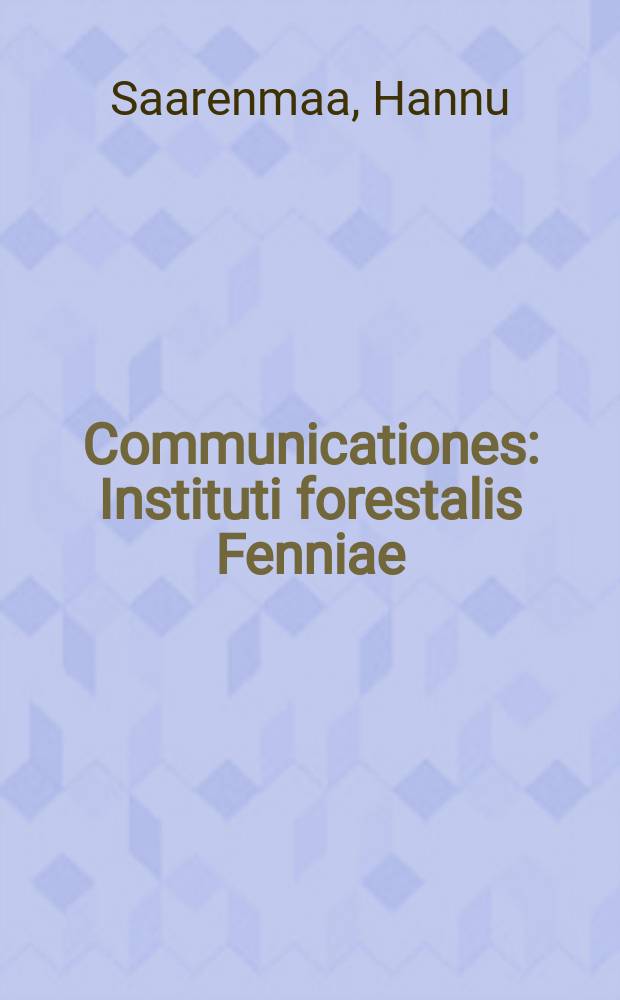 Communicationes : Instituti forestalis Fenniae : Modeling the spatial pattern and intraspecific