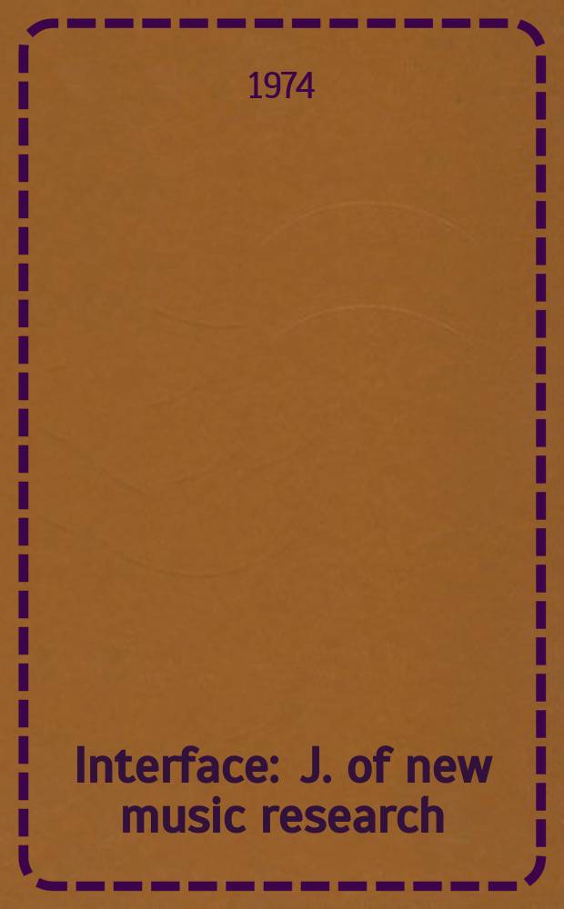 Interface : J. of new music research