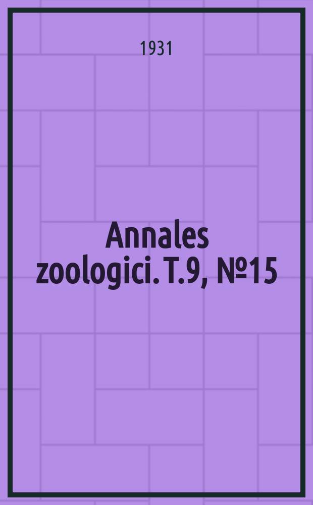 Annales zoologici. T.9, №15 : Studies on Mexican Corixidae