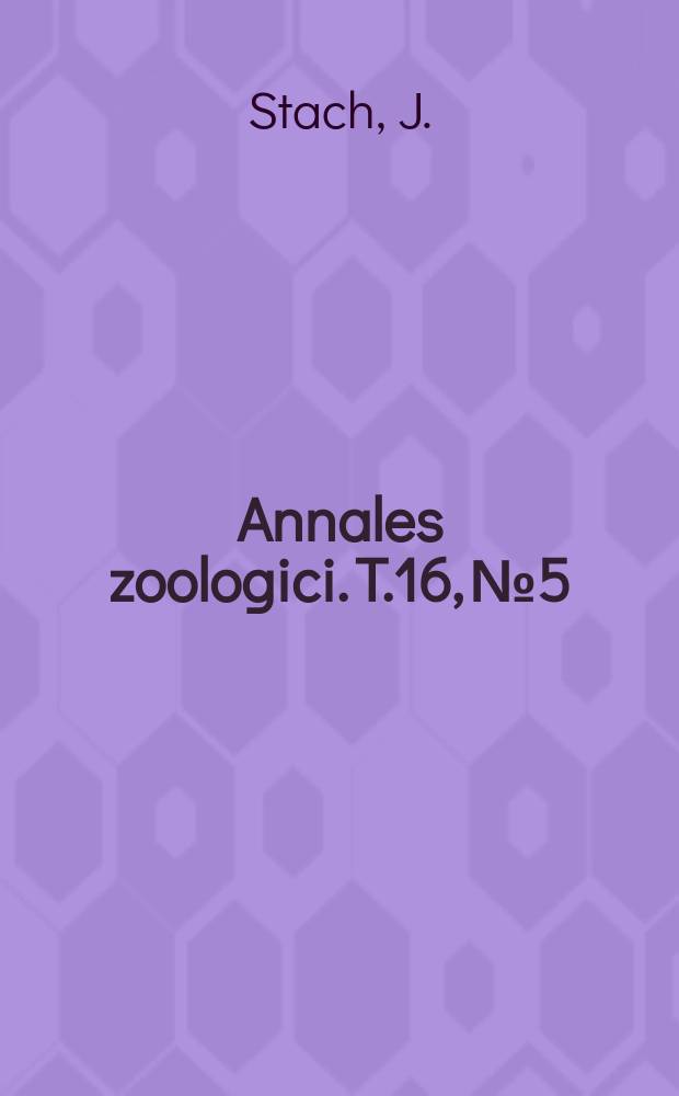 Annales zoologici. T.16, №5 : A new genus Andiella n. g. from the Andes and revision of the genera of the tribe Bourletiellini Börn.