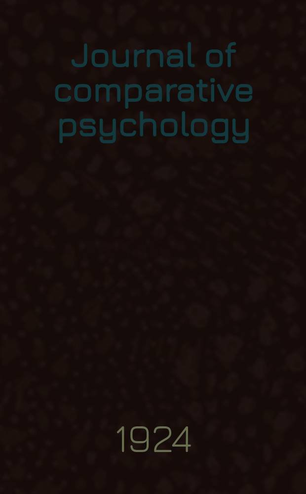Journal of comparative psychology : Continuing Psychoniology and the Journal of animal behavior