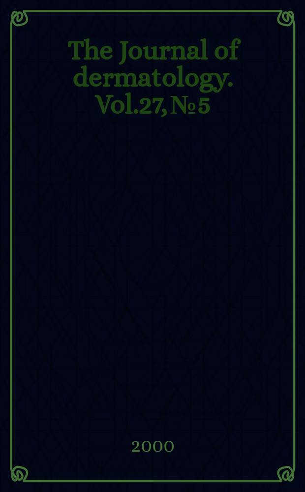 The Journal of dermatology. Vol.27, №5