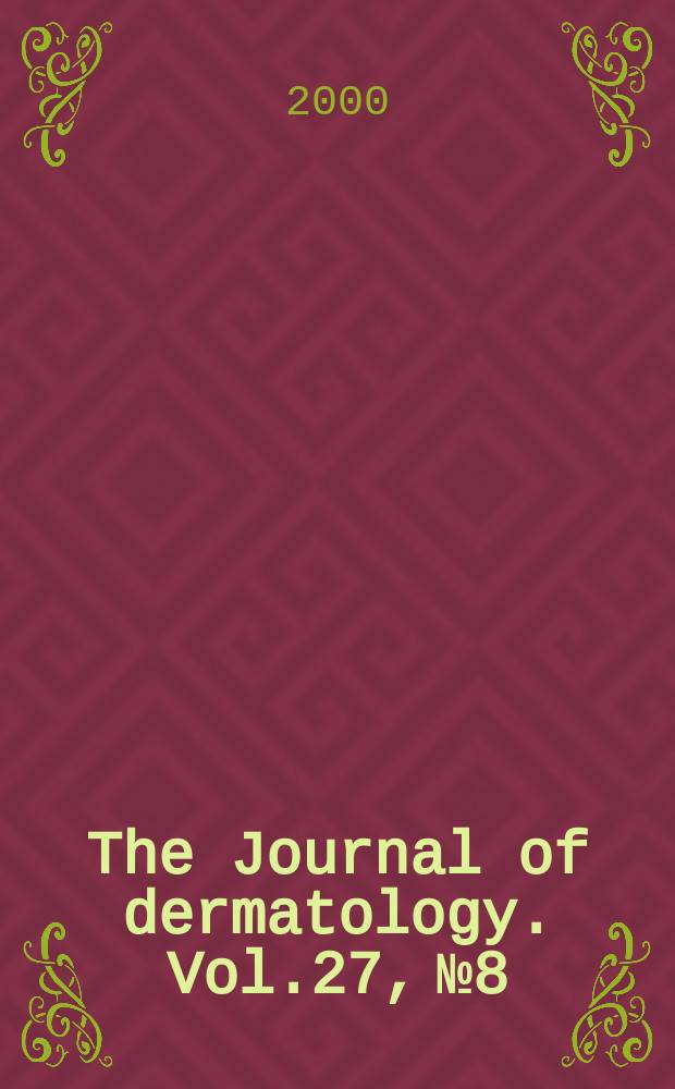 The Journal of dermatology. Vol.27, №8