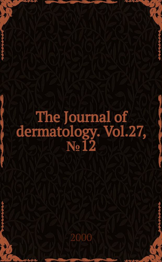 The Journal of dermatology. Vol.27, №12