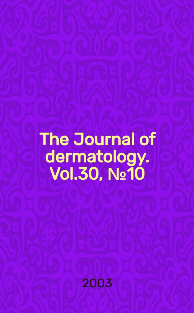 The Journal of dermatology. Vol.30, №10