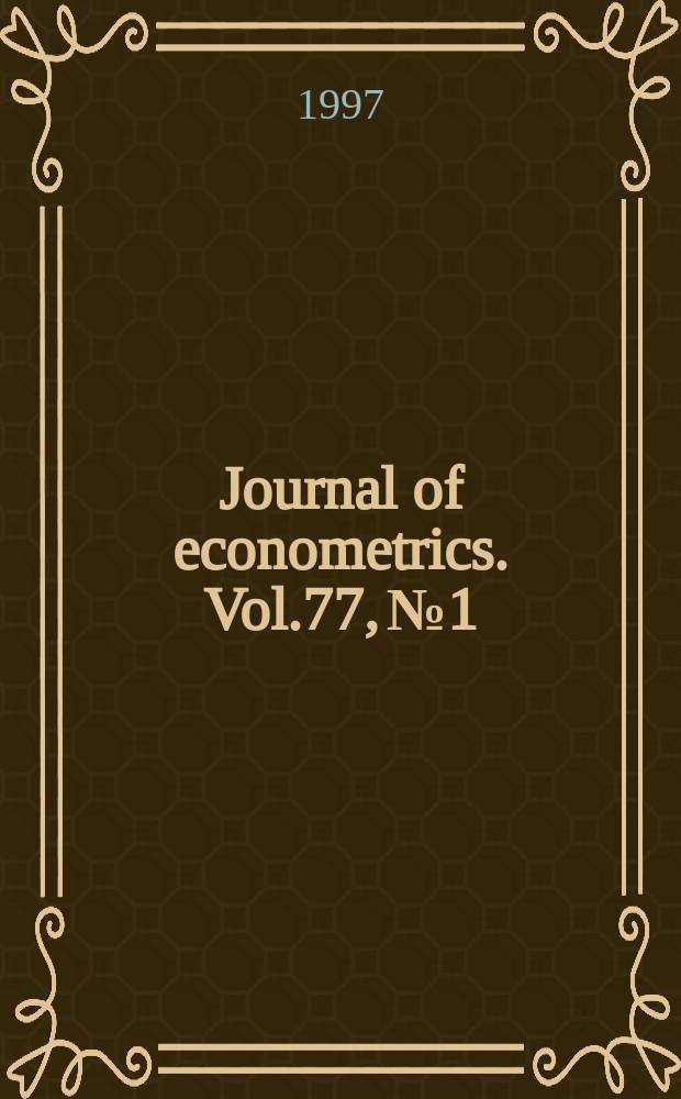 Journal of econometrics. Vol.77, №1 : Analysis of data on bealth