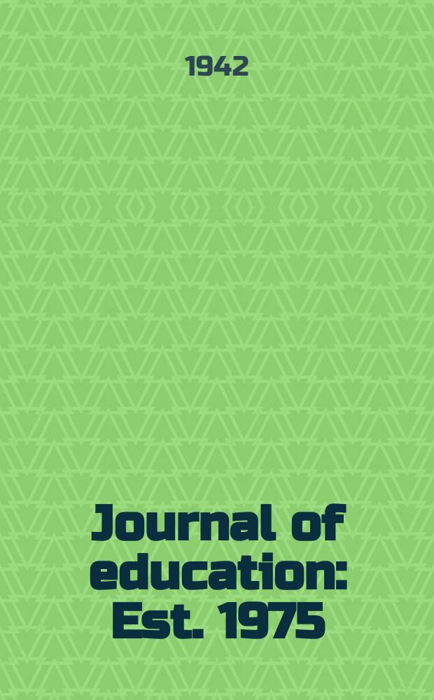 Journal of education : Est. 1975