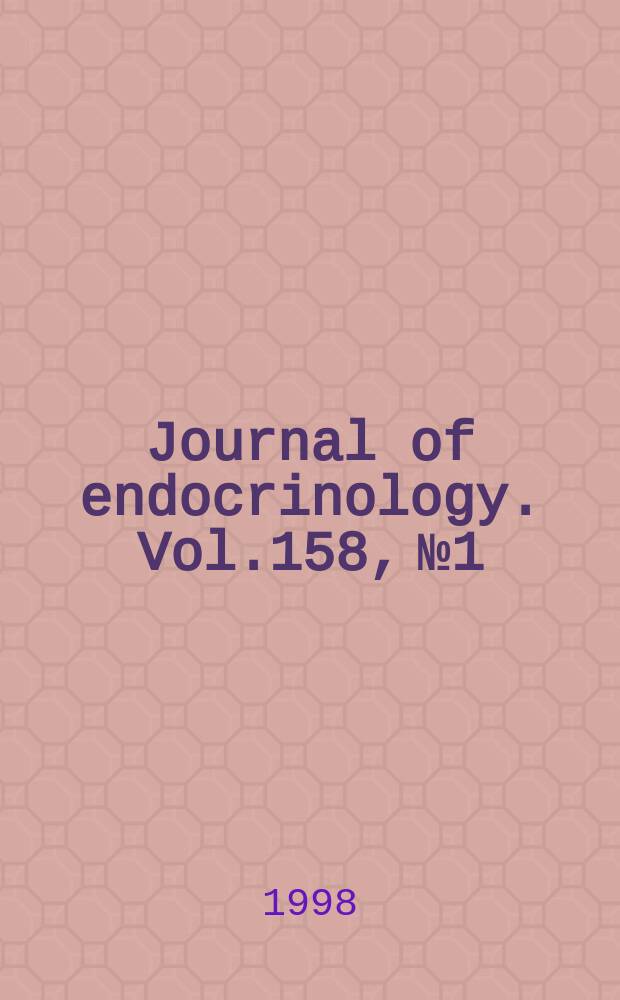 Journal of endocrinology. Vol.158, №1