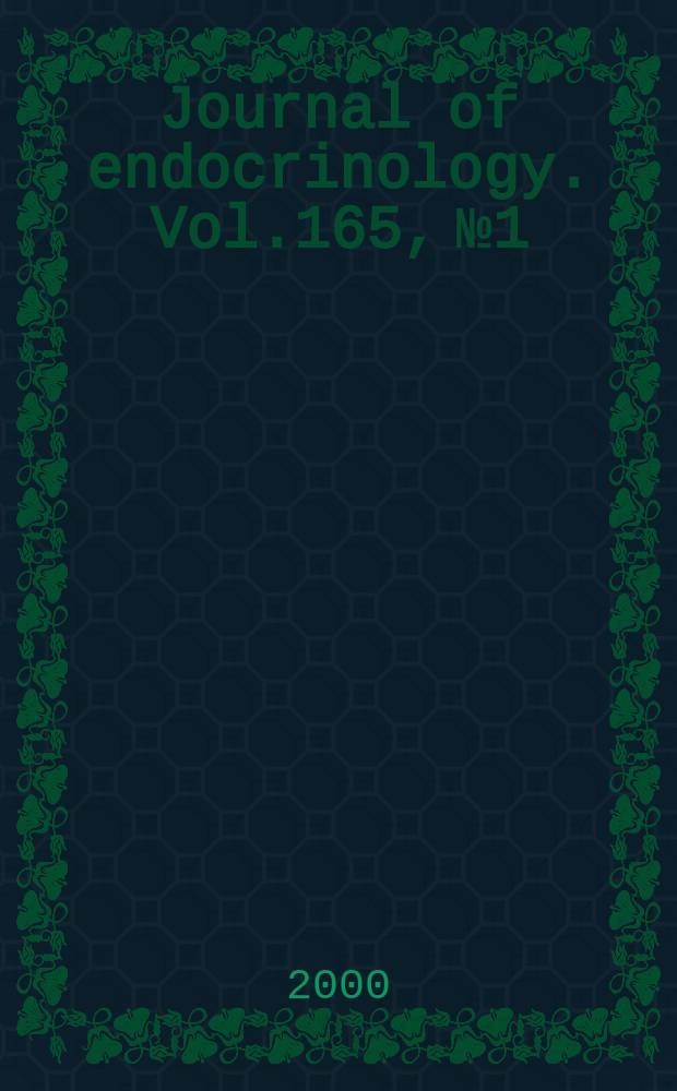 Journal of endocrinology. Vol.165, №1