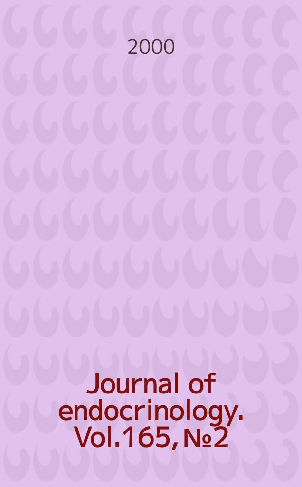 Journal of endocrinology. Vol.165, №2