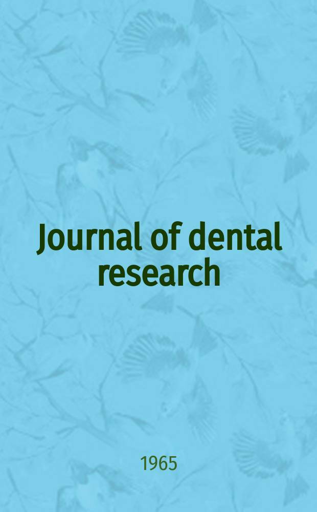 Journal of dental research : Off. publ. of the Intern. ass. for dental research. Vol.44, №1(P.2) : Proceedings of the Symposium on growth and development of the face, teeth, and jaws. Cleveland, Ohio 26-27 Dec. 1963
