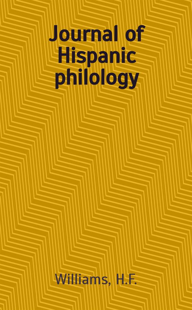 Journal of Hispanic philology : Publ. at Florida state univ. Vol.6, №2