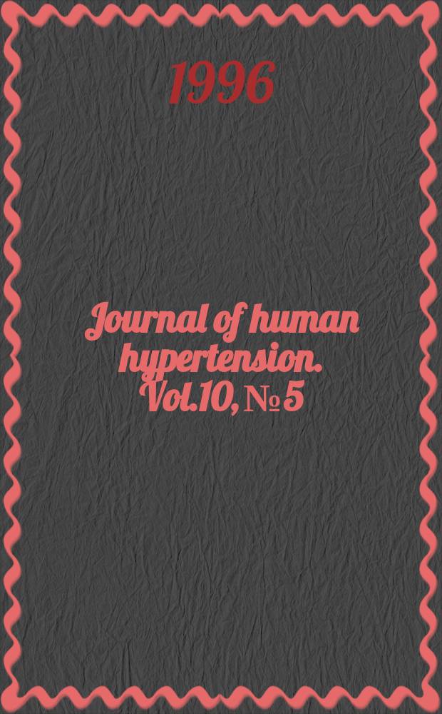 Journal of human hypertension. Vol.10, №5