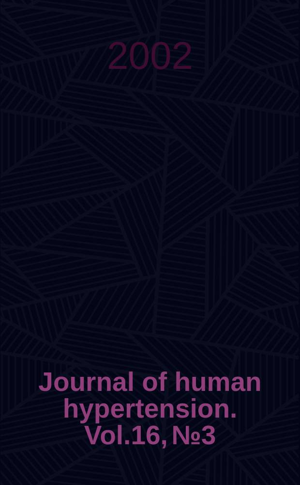 Journal of human hypertension. Vol.16, №3