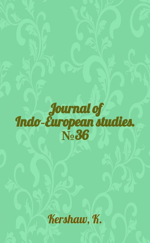 Journal of Indo-European studies. №36 : The one-eyed god