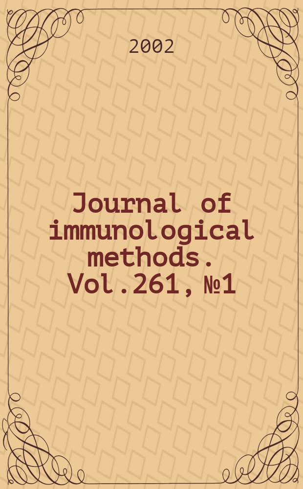 Journal of immunological methods. Vol.261, №1/2