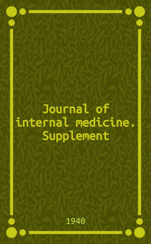 Journal of internal medicine. Supplement : Formerly: Acta medica Scandinavica. Suppl.113 : Author and subject index to Vol. 52-100 and suppl. 1 - 100, 1919 - 1939