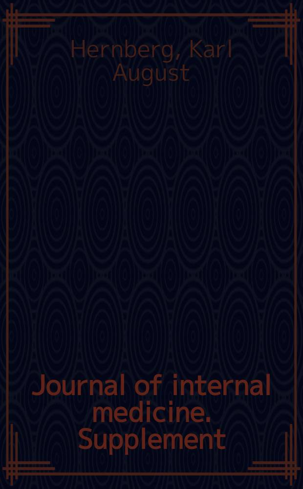 Journal of internal medicine. Supplement : Formerly: Acta medica Scandinavica. Suppl.122 : Die Grösse und Form der roten Blutkörperchen bei Menschen verschiedenen Alters unter physiologischen Verhältnissen