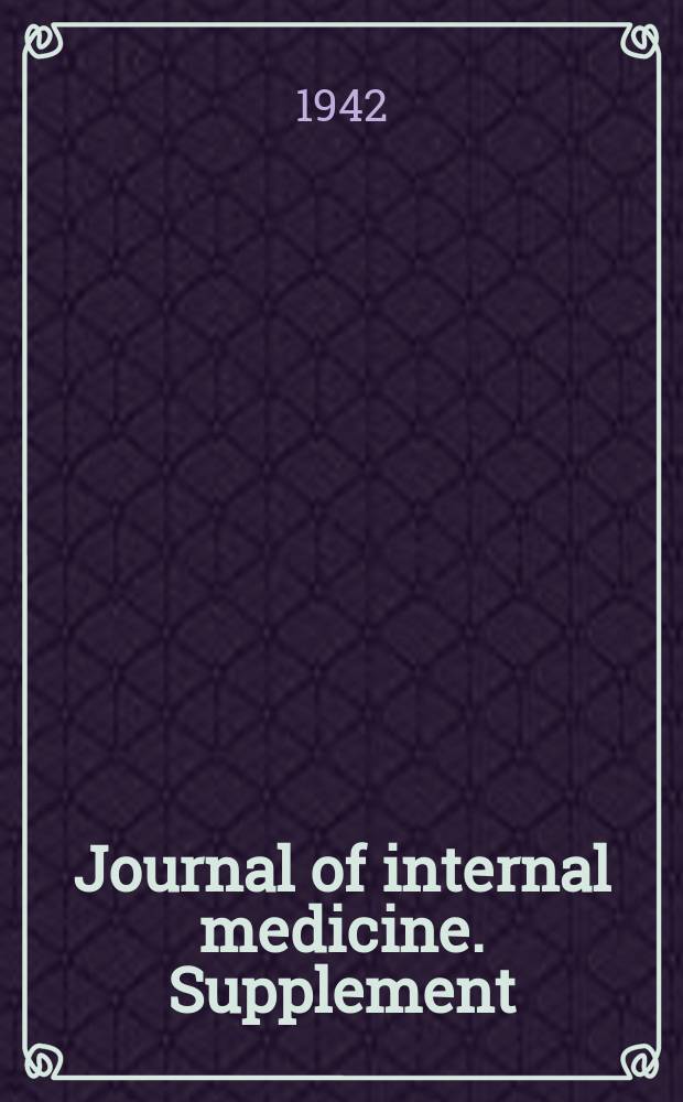 Journal of internal medicine. Supplement : Formerly: Acta medica Scandinavica. Suppl.129 : Die Silikose als Berufskrankheit in Schweden