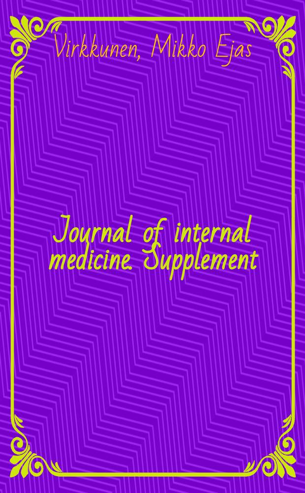 Journal of internal medicine. Supplement : Formerly: Acta medica Scandinavica : Untersuchungen über den Einfluss der Tonsillitis und der Tonsillektomie auf das Sternalpunktat und das Blutbild