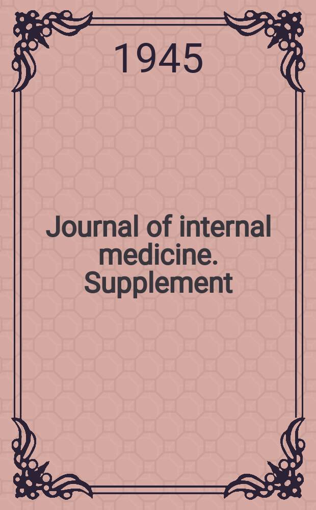 Journal of internal medicine. Supplement : Formerly: Acta medica Scandinavica. Suppl.160 : Acute adrenal insufficiency in rabbits produced by some bacterial toxius