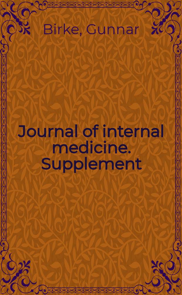 Journal of internal medicine. Supplement : Formerly: Acta medica Scandinavica. Suppl.291 : Studies on urinary 17-ketosteroids