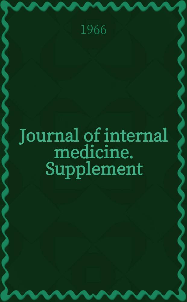 Journal of internal medicine. Supplement : Formerly: Acta medica Scandinavica : Studies on oral iron therapy