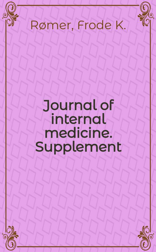 Journal of internal medicine. Supplement : Formerly: Acta medica Scandinavica : Clinical and biochemical aspects of sarcoidosis