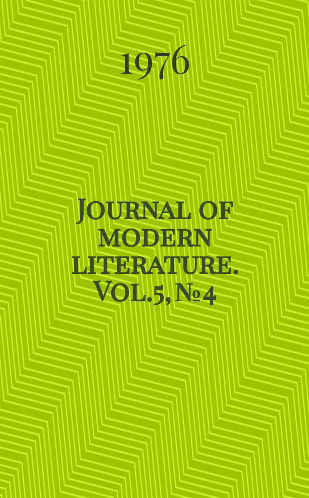 Journal of modern literature. Vol.5, №4 : (Annual review number)
