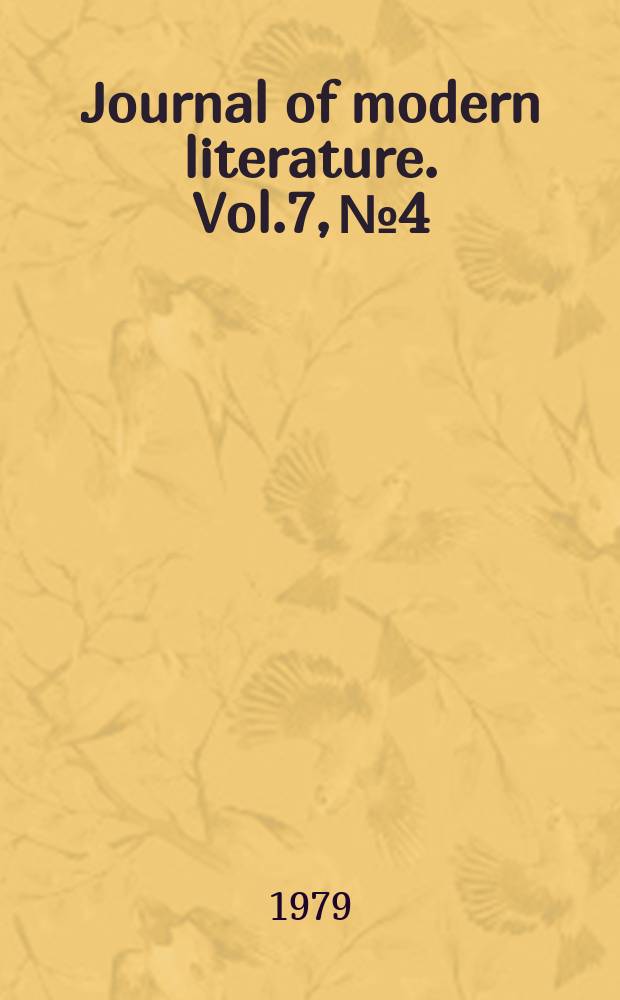 Journal of modern literature. Vol.7, №4 : (Annual review number)